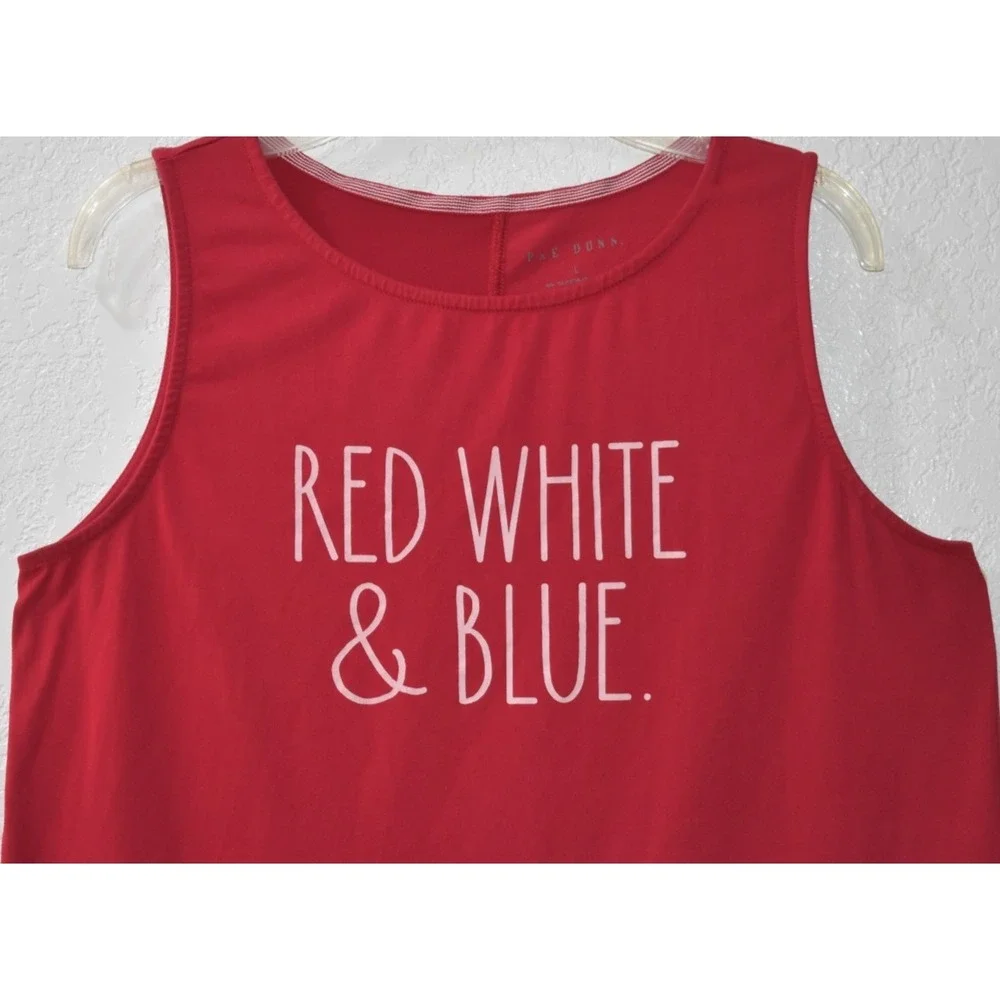 Rae Dunn RED TANK Patriotic Stretch Top RED WHITE BLUE Sleeveless Top